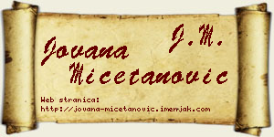 Jovana Mičetanović vizit kartica